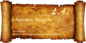 Lőwinger Alajos névjegykártya